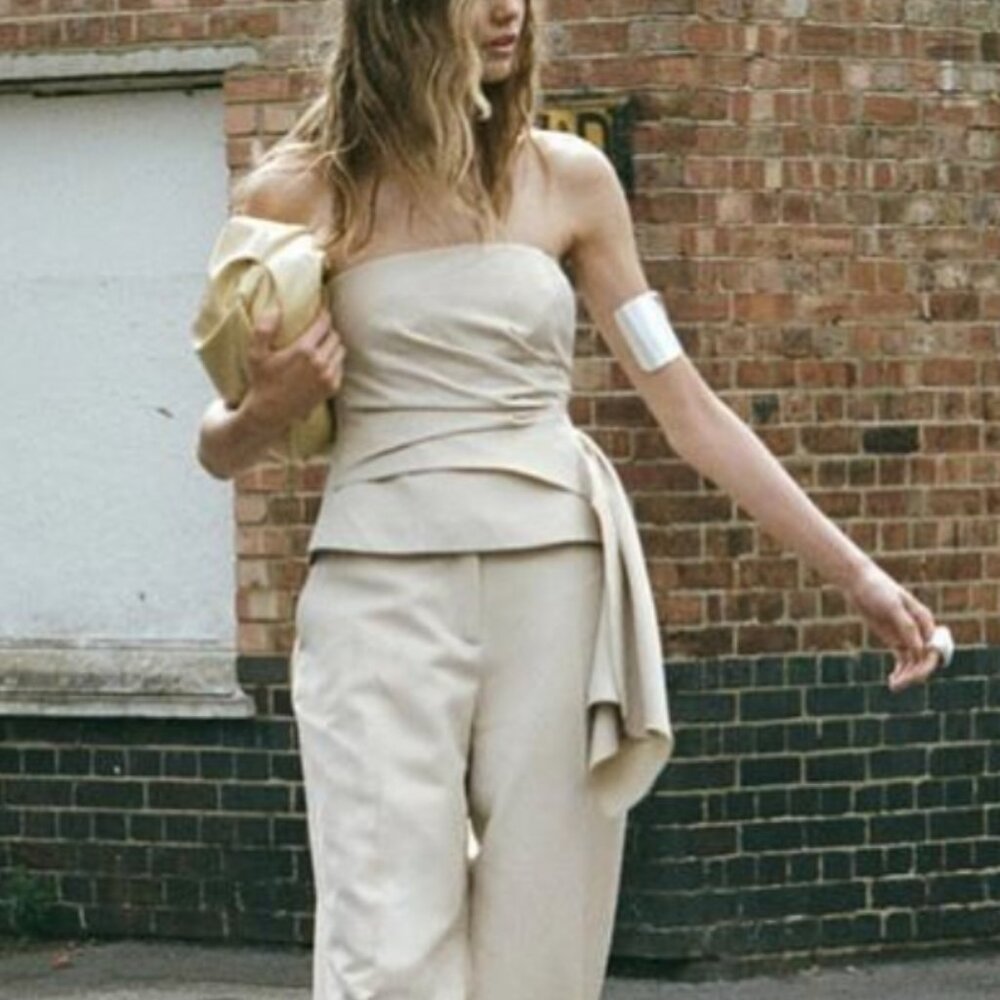 Zara Cream Draped Strapless Tube Top NWT Size M